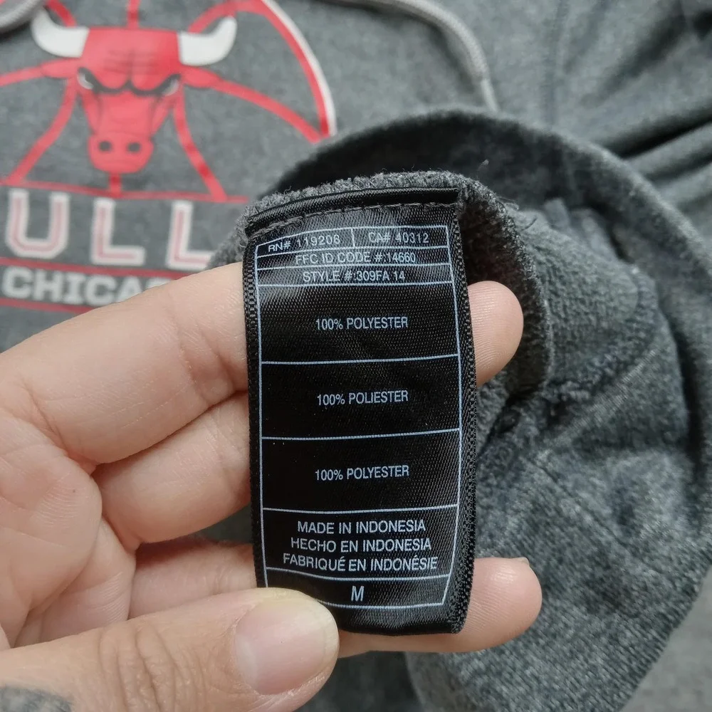 Chicago Bulls Hoodie Mens Medium Gray NBA Basketball Adidas Sweatshirt‎ Fleece